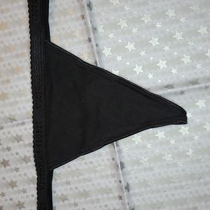 RARE VINTAGE Victoria's Secret V-String Sz S Black